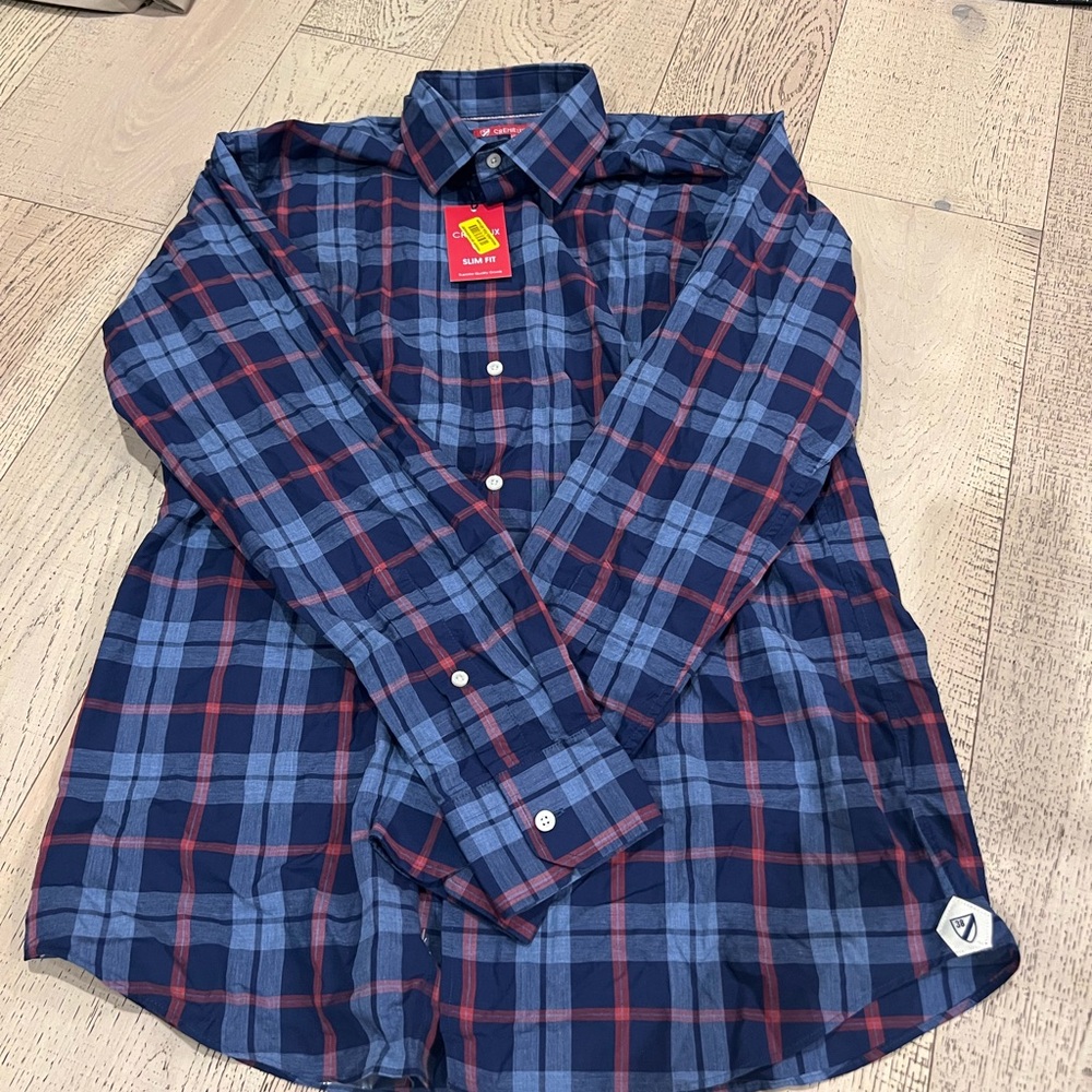 Daniel Cremieux Navy and Burgundy Plaid Shirt